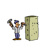 An animation of Luigi wasting time sculpting a statue out of rock as he waits for the next to be masterpiece piece of furniture to arrive.